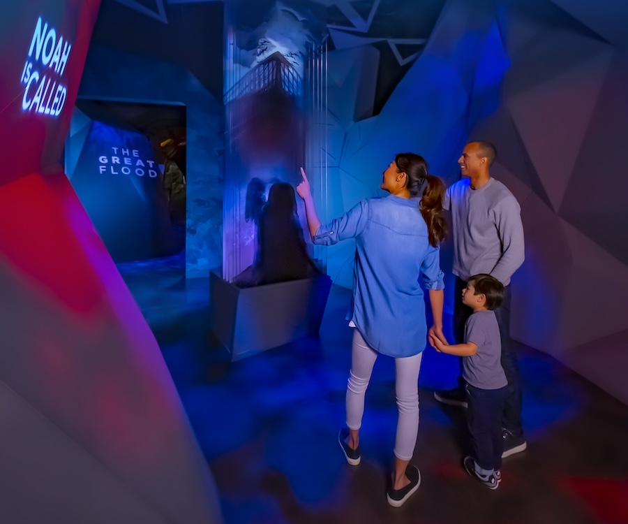 A family explores the Noah’s Ark and Great Flood exhibit at the Museum of the Bible.
