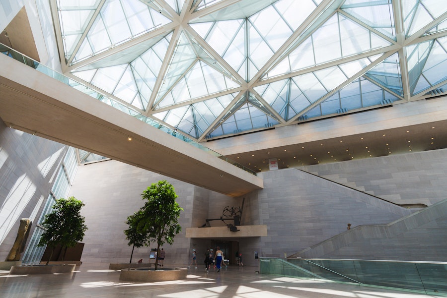 An interior shot of the National Gallery of Art's modern East Building. 