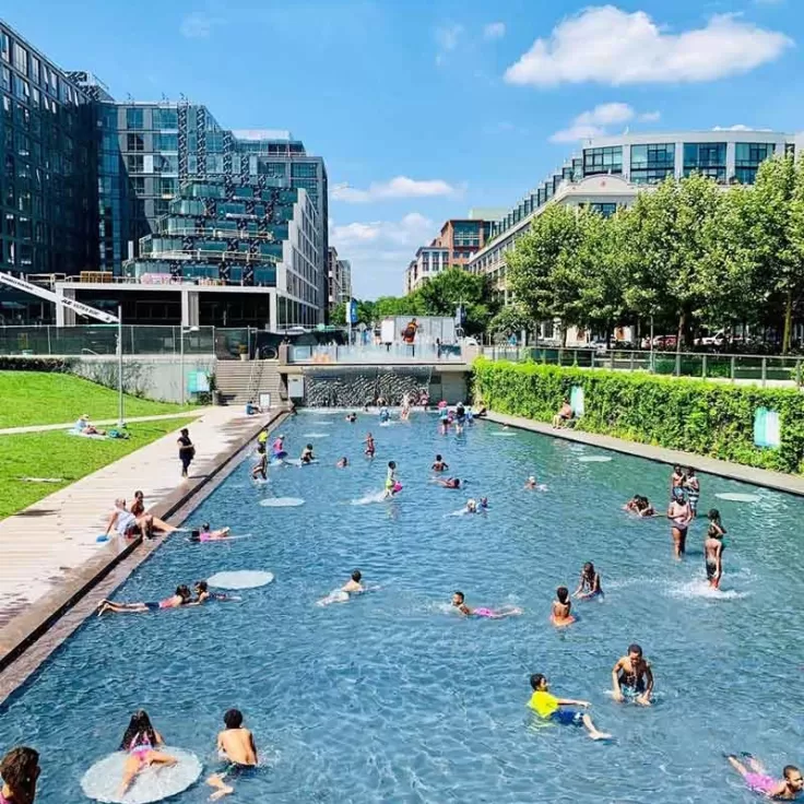 @kari_priceless - Children playing in the Yards Park splash fountain in Washington, DC's Capitol Riverfront neighborhood