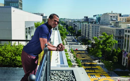 President & CEO, Elliott Ferguson looking over Black Lives Matter Plaza