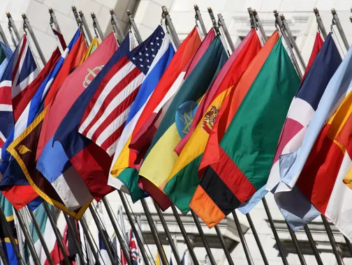 View of flags from different countries